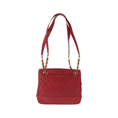 Chanel Vintage Slit Pocket Quilted Lambskin, Red, Leather, Shoulder Bag