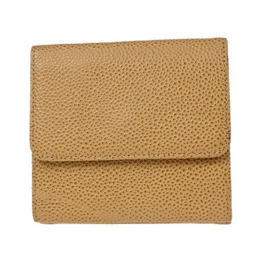 Chanel Vintage Timeless CC Bifold Caviar, Beige, Leather, Wallet