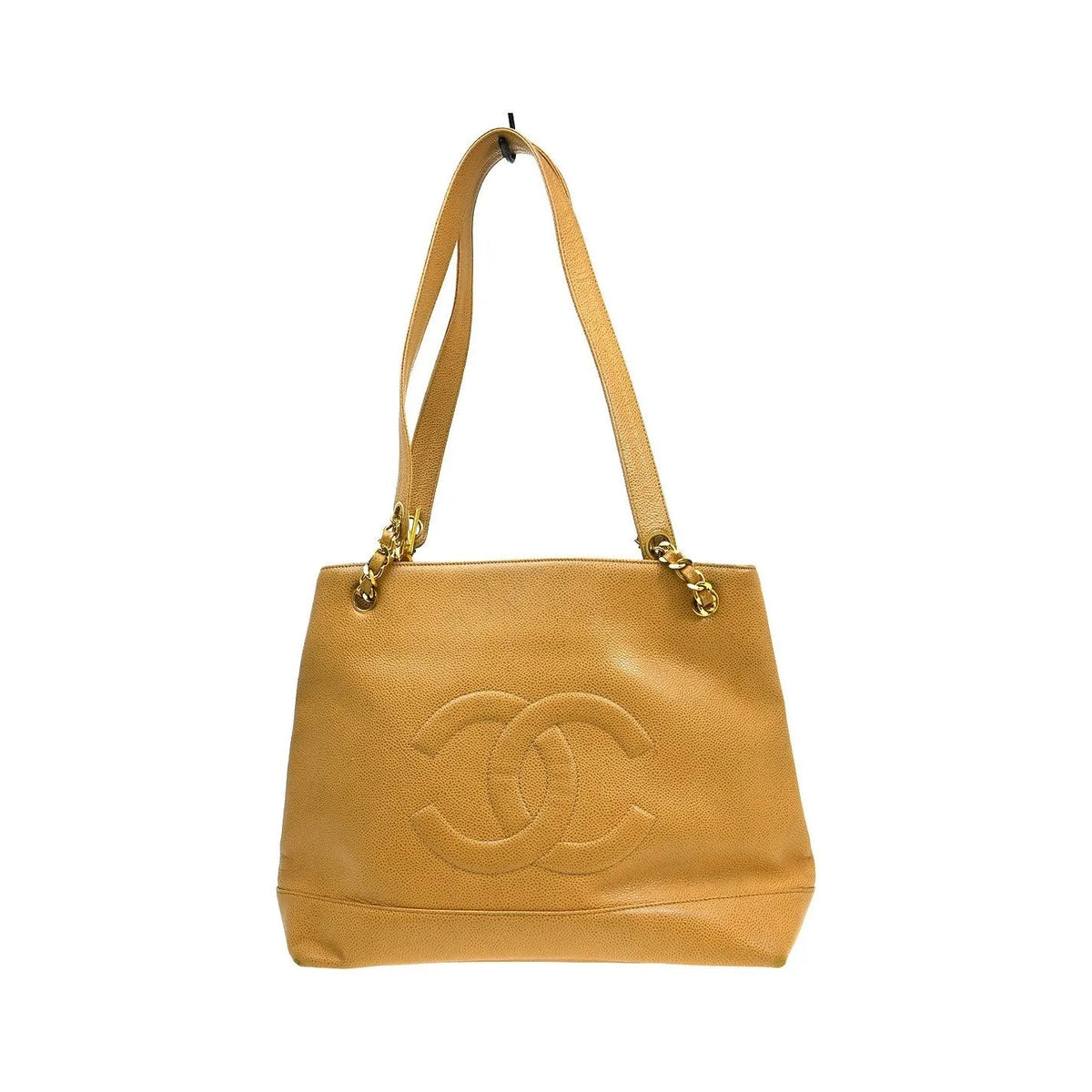 Chanel Vintage Timeless Chain Caviar, Beige, Leather, Shoulder Bag