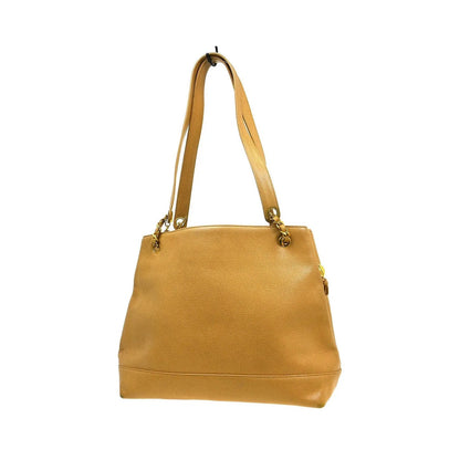 Chanel Vintage Timeless Chain Caviar, Beige, Leather, Shoulder Bag