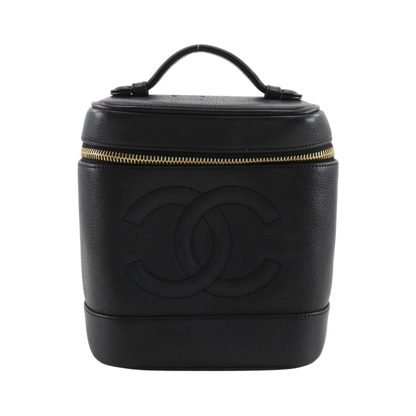 Chanel Vintage Timeless Cosmetic Case Caviar, Black, Leather, Handbag
