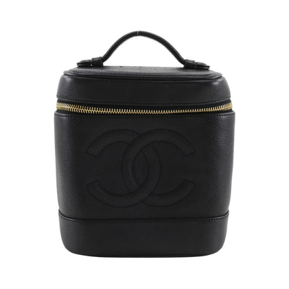 Chanel Vintage Timeless Cosmetic Case Caviar, Black, Leather, Handbag