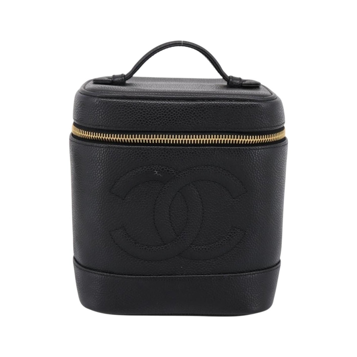 Chanel Vintage Timeless Cosmetic Case Caviar, Black, Leather, Handbag