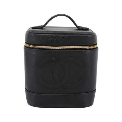Chanel Vintage Timeless Cosmetic Case Caviar, Black, Leather, Handbag