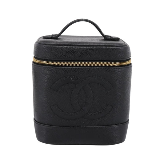 Chanel Vintage Timeless Cosmetic Case Caviar, Black, Leather, Handbag