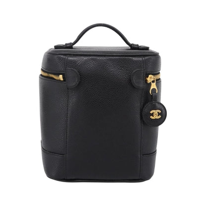 Chanel Vintage Timeless Cosmetic Case Caviar, Black, Leather, Handbag