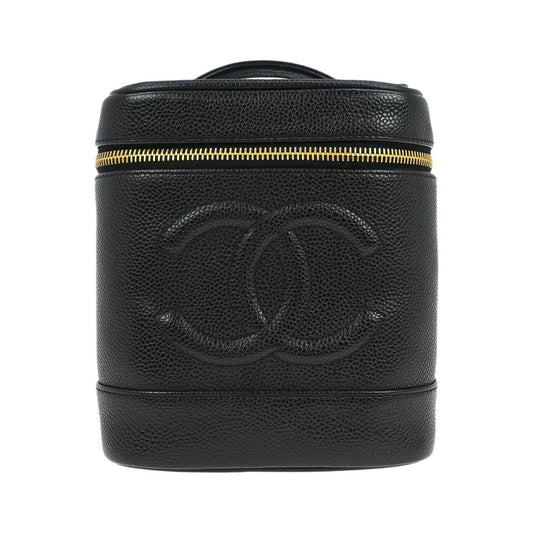 Chanel Vintage Timeless Cosmetic Case Caviar, Black, Leather, Handbag