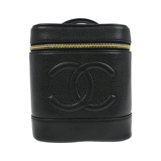 Chanel Vintage Timeless Cosmetic Case Caviar, Black, Leather, Clutch