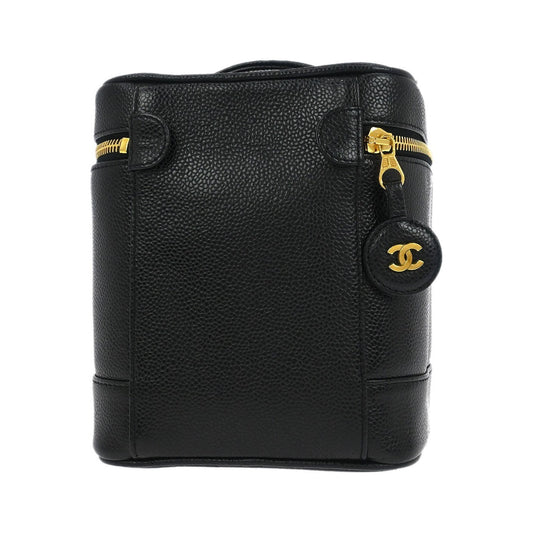 Chanel Vintage Timeless Cosmetic Case Caviar, Black, Leather, Clutch