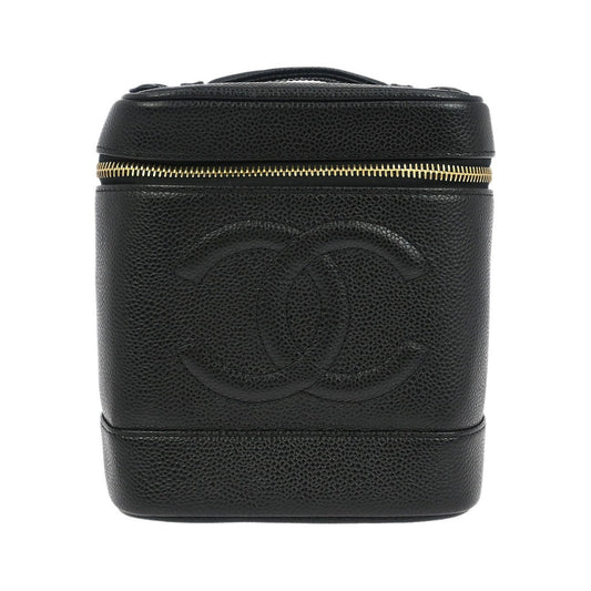 Chanel Vintage Timeless Cosmetic Case Caviar, Black, Leather, Handbag