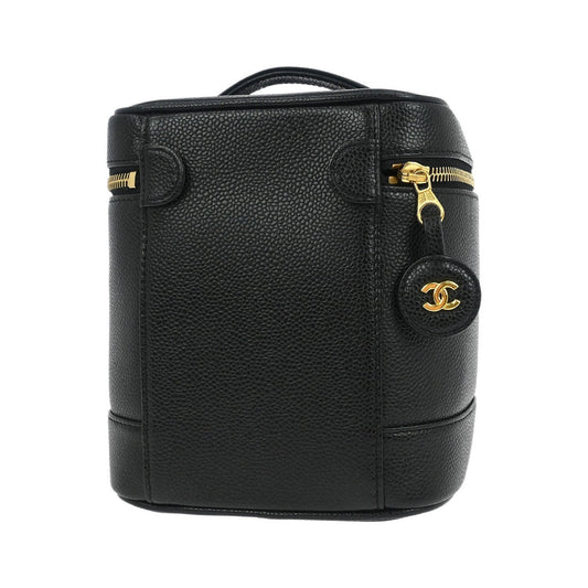 Chanel Vintage Timeless Cosmetic Case Caviar, Black, Leather, Handbag