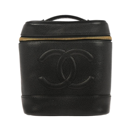 Chanel Vintage Timeless Cosmetic Case Caviar, Black, Leather, Handbag