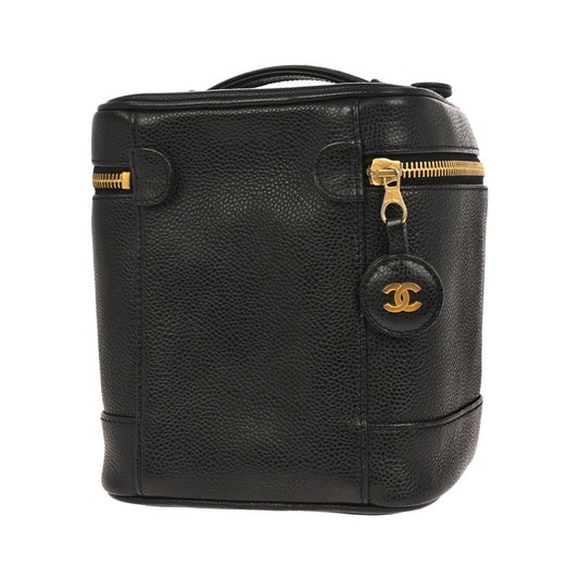 Chanel Vintage Timeless Cosmetic Case Caviar, Black, Leather, Handbag