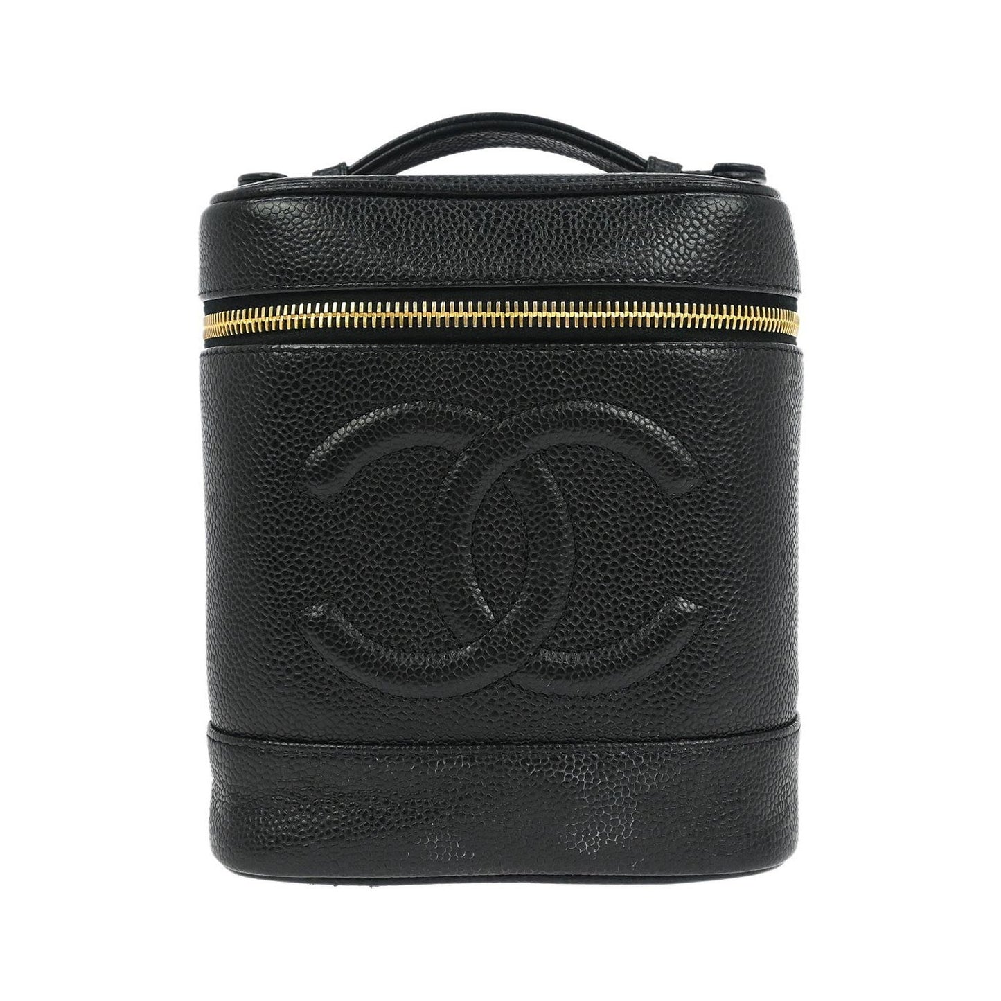 Chanel Vintage Timeless Cosmetic Case Caviar, Black, Leather, Handbag