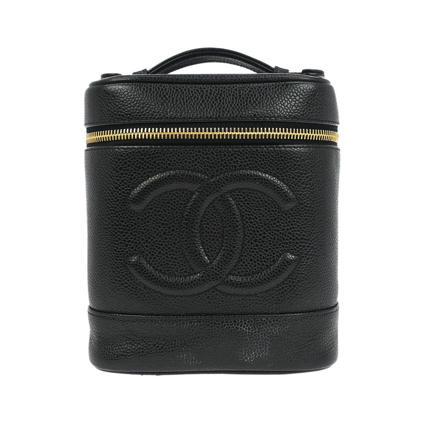 Chanel Vintage Timeless Cosmetic Case Caviar, Black, Leather, Handbag