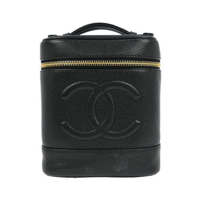 Chanel Vintage Timeless Cosmetic Case Caviar, Black, Leather, Handbag