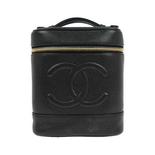 Chanel Vintage Timeless Cosmetic Case Caviar, Black, Leather, Handbag