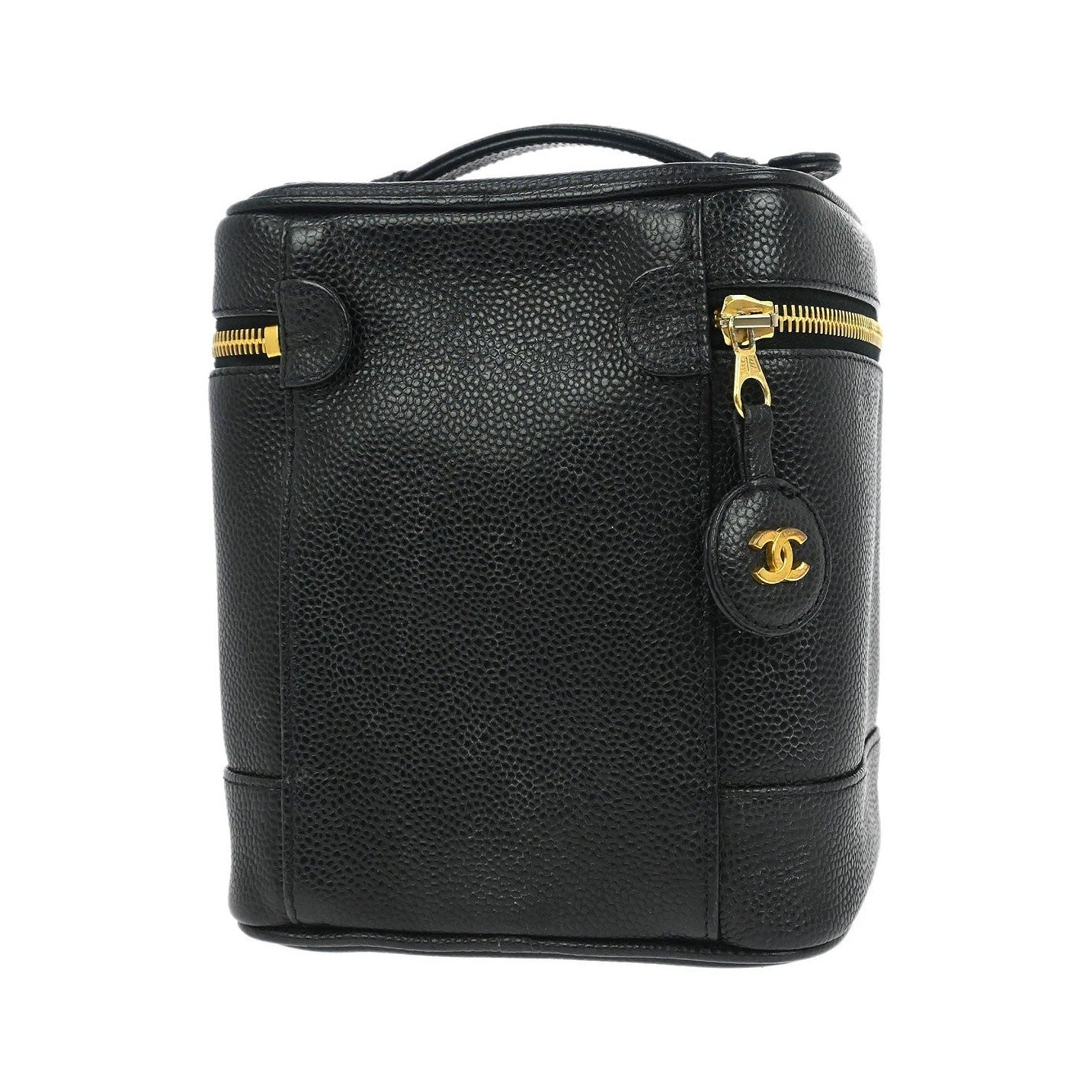 Chanel Vintage Timeless Cosmetic Case Caviar, Black, Leather, Handbag