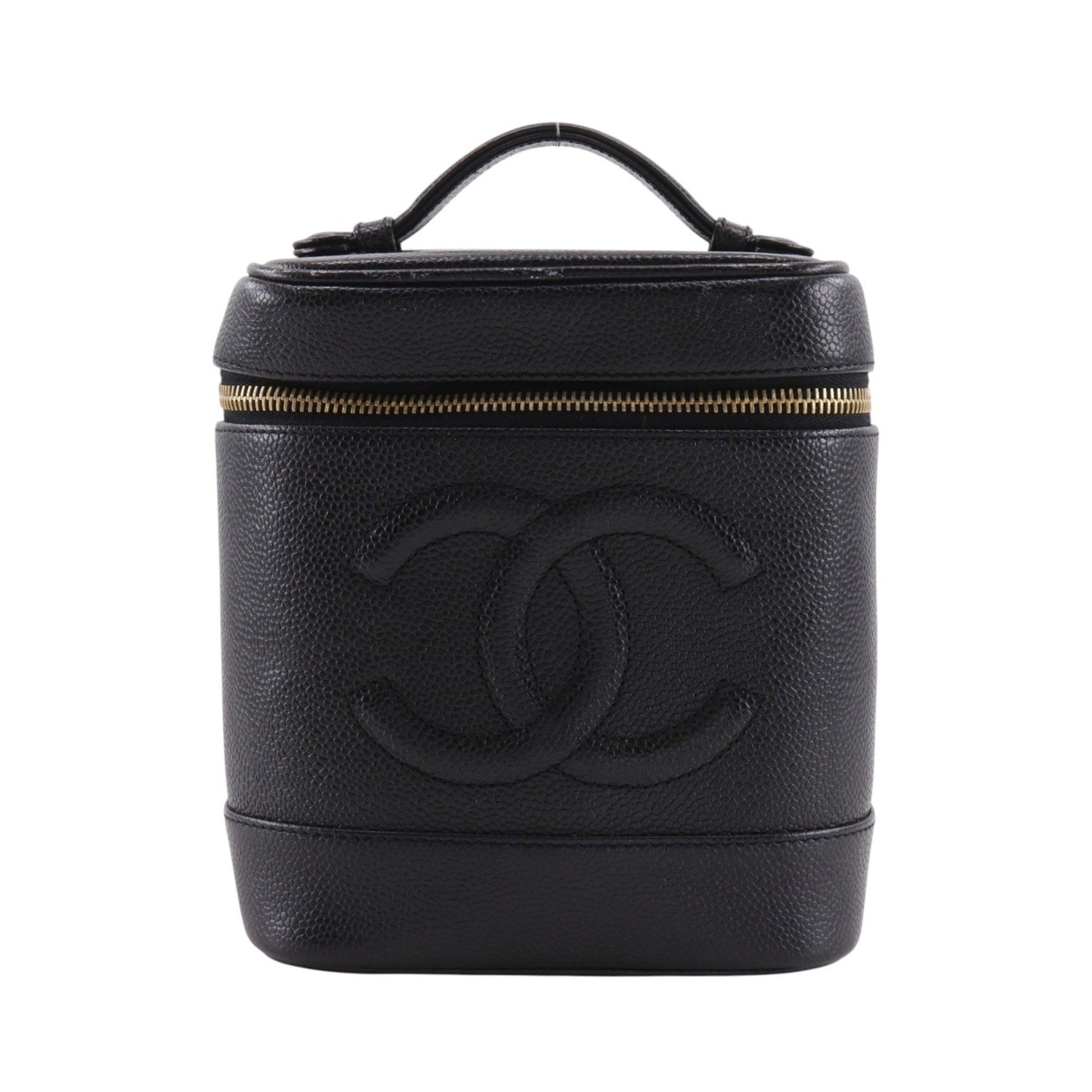 Chanel Vintage Timeless Cosmetic Case Caviar, Black, Leather, Handbag