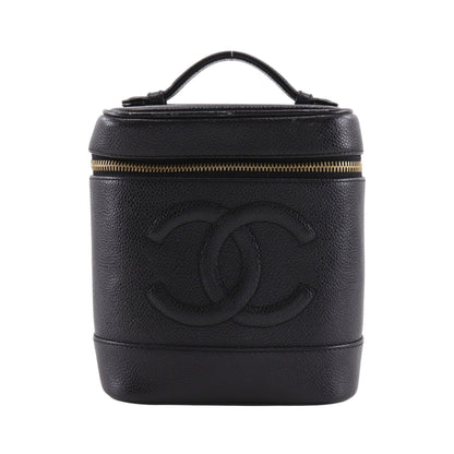 Chanel Vintage Timeless Cosmetic Case Caviar, Black, Leather, Handbag