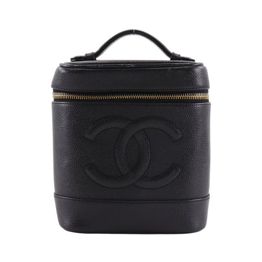 Chanel Vintage Timeless Cosmetic Case Caviar, Black, Leather, Handbag