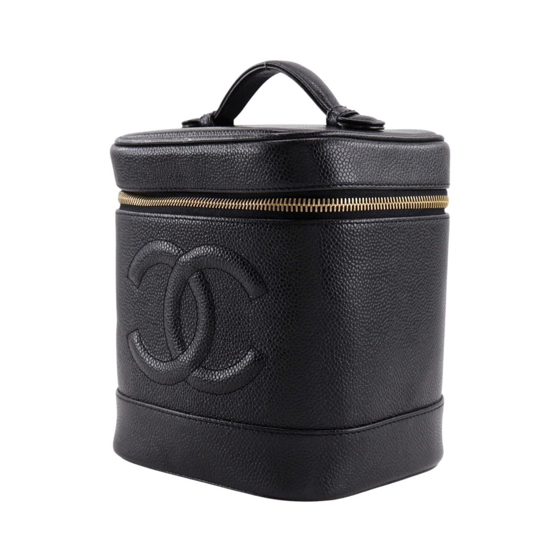 Chanel Vintage Timeless Cosmetic Case Caviar, Black, Leather, Handbag
