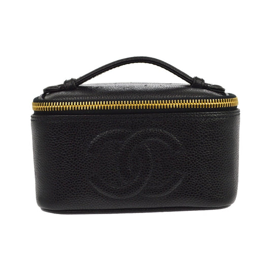 Chanel Vintage Timeless Cosmetic Case Caviar, Black, Leather, Clutch