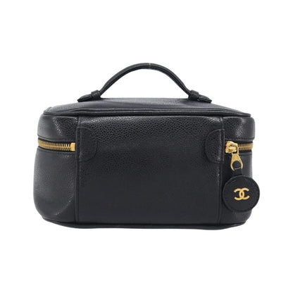 Chanel Vintage Timeless Cosmetic Case Caviar, Black, Leather, Clutch