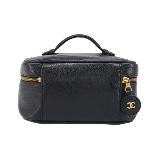Chanel Vintage Timeless Cosmetic Case Caviar, Black, Leather, Clutch