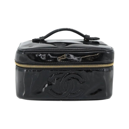 Chanel Vintage Timeless Cosmetic Case Patent, Black, Patent Leather, Handbag