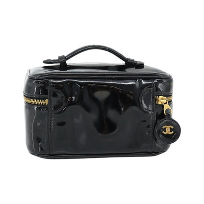 Chanel Vintage Timeless Cosmetic Case Patent, Black, Patent Leather, Handbag