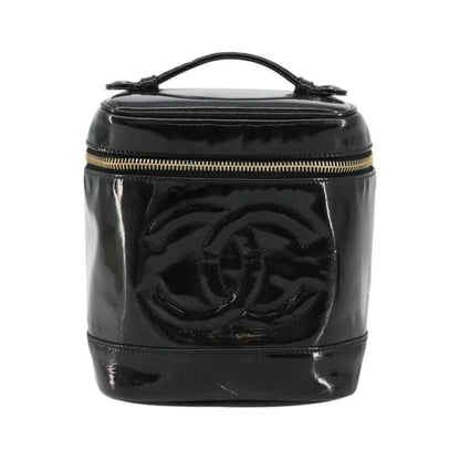 Chanel Vintage Timeless Cosmetic Case Patent, Black, Patent Leather, Handbag