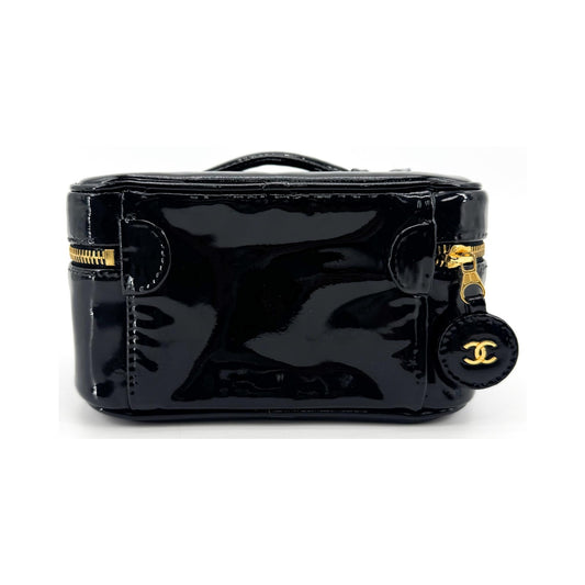 Chanel Vintage Timeless Cosmetic Case Patent, Black, Patent Leather, Clutch