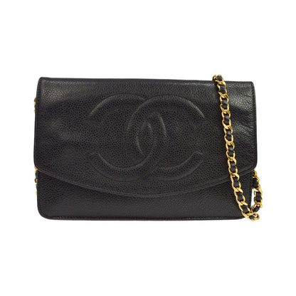 Chanel Vintage Timeless Wallet on Chain Caviar, Black, Leather, Crossbody Bag