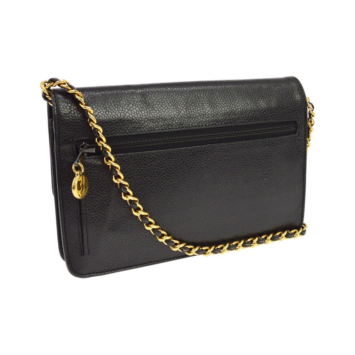 Chanel Vintage Timeless Wallet on Chain Caviar, Black, Leather, Crossbody Bag