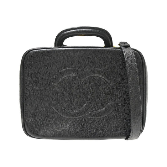 Chanel Vintage Timeless Zip Around Vanity Case Caviar, Black, Leather, Handbag