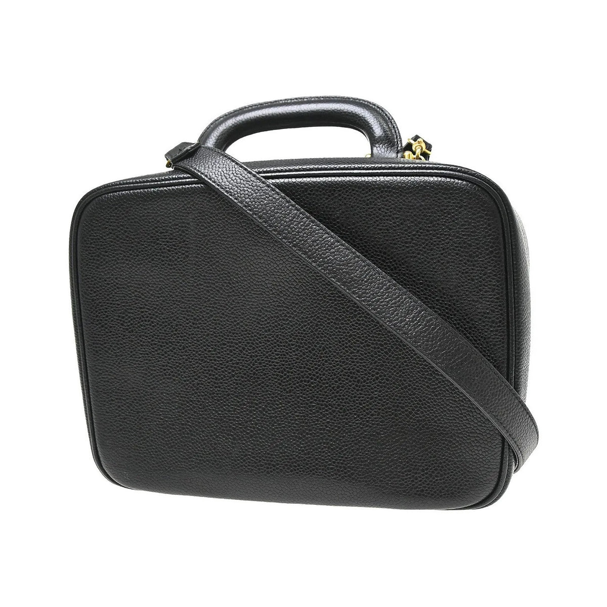 Chanel Vintage Timeless Zip Around Vanity Case Caviar, Black, Leather, Handbag