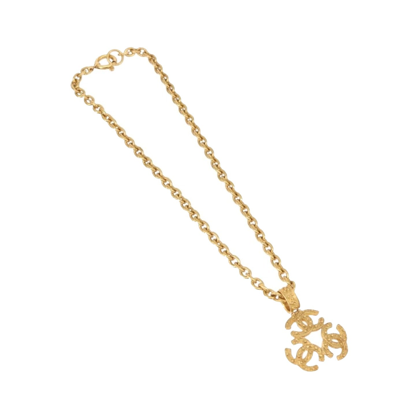 Chanel Vintage Triple CC Chain Metal, Gold, Metal, Necklace