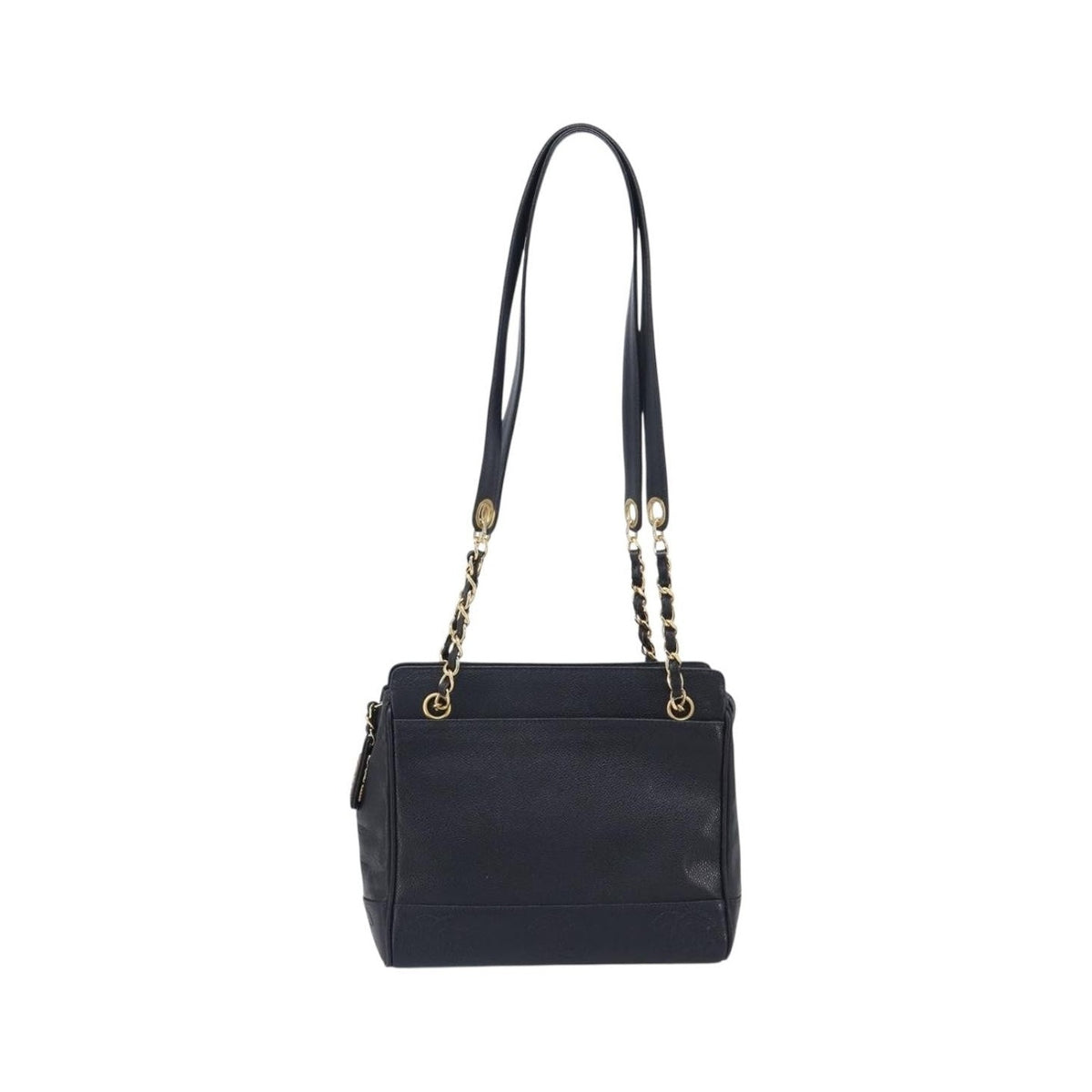 Chanel Vintage Zipped Chain Caviar, Black, Leather, Tote Bag