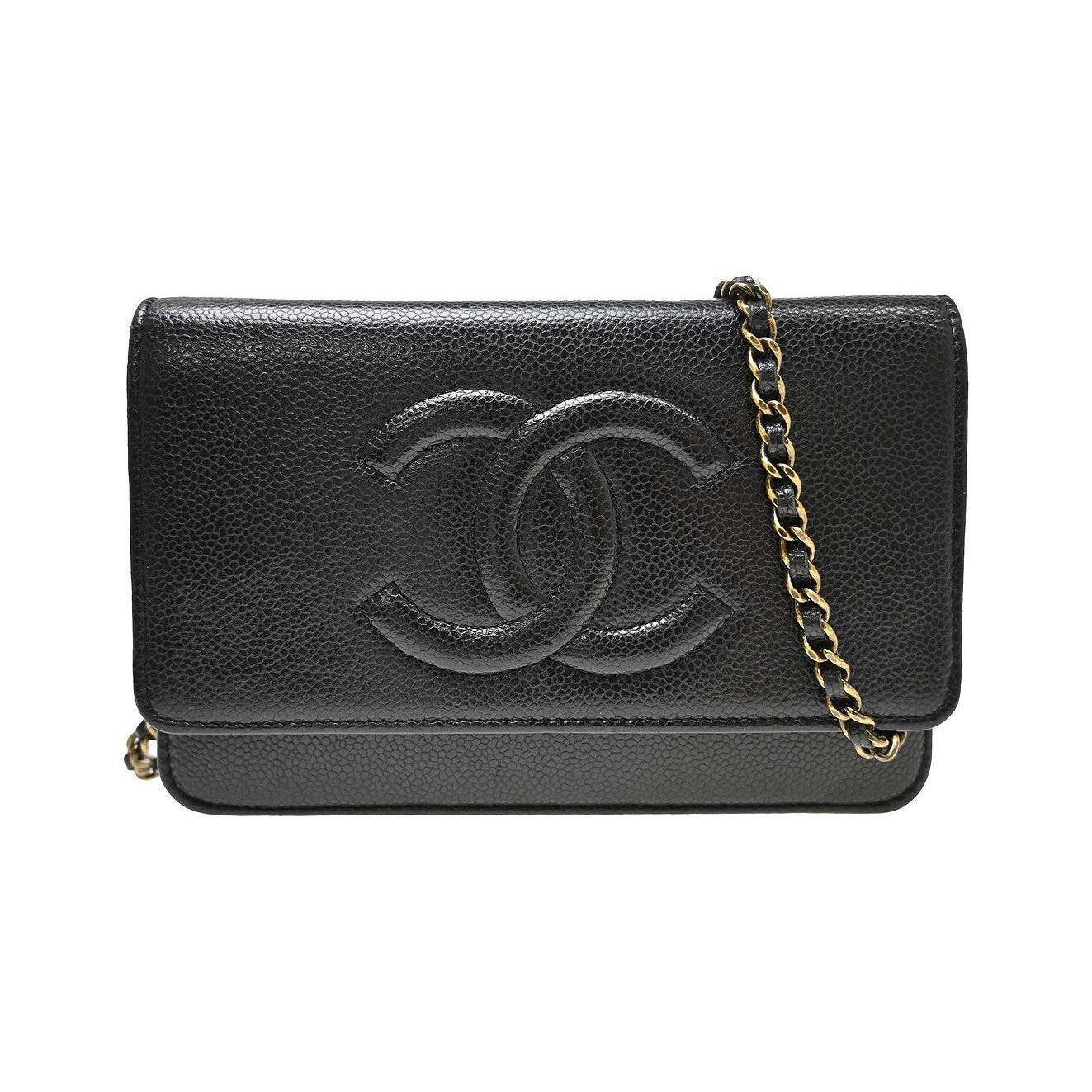 Chanel Wallet on Chain Caviar, Black, Leather, Clutch