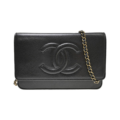 Chanel Wallet on Chain Caviar, Black, Leather, Clutch