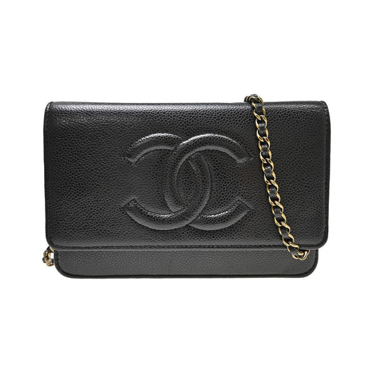 Chanel Wallet on Chain Caviar, Black, Leather, Clutch