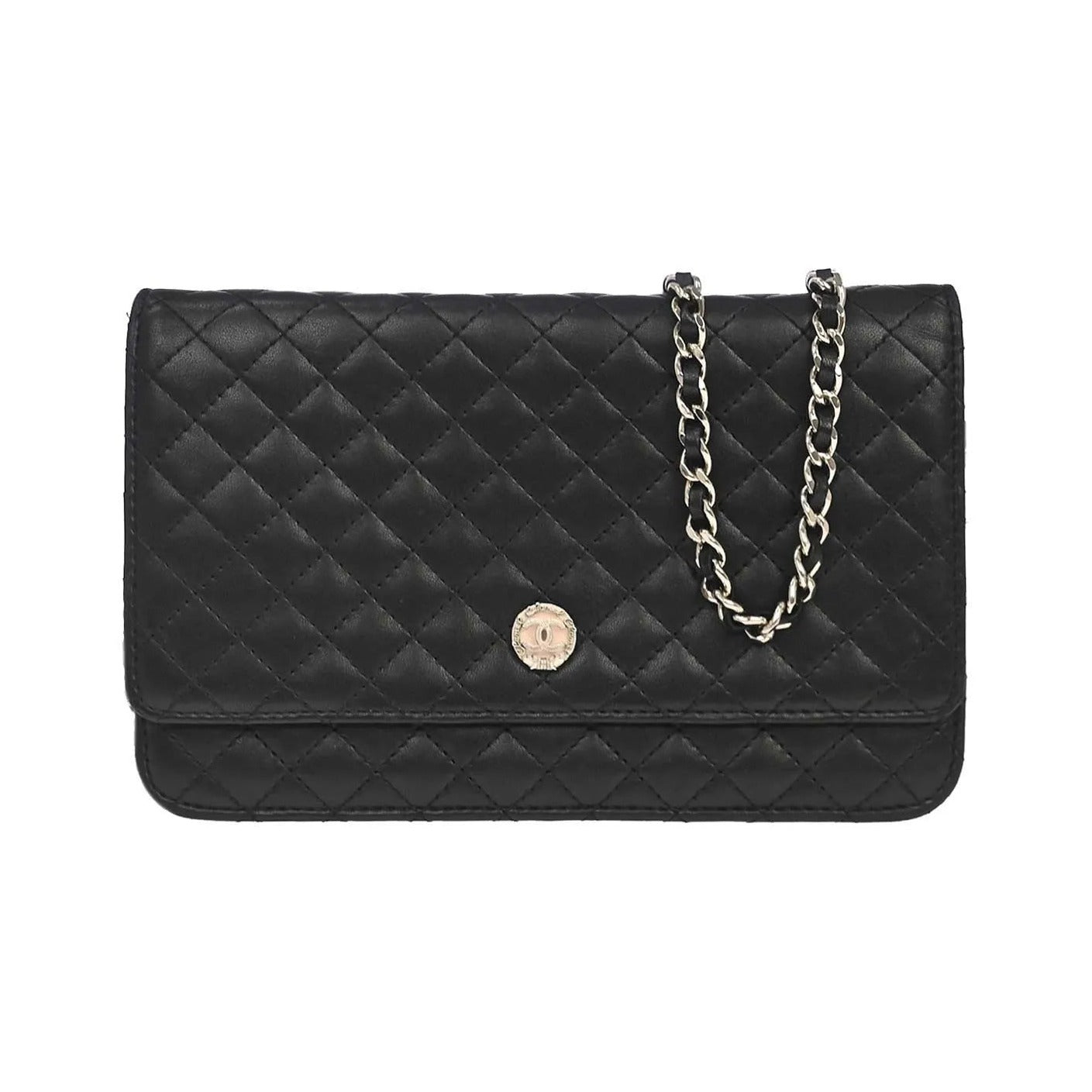 Chanel Wallet on Chain Quilted Lambskin, Black, Leather, Wallet