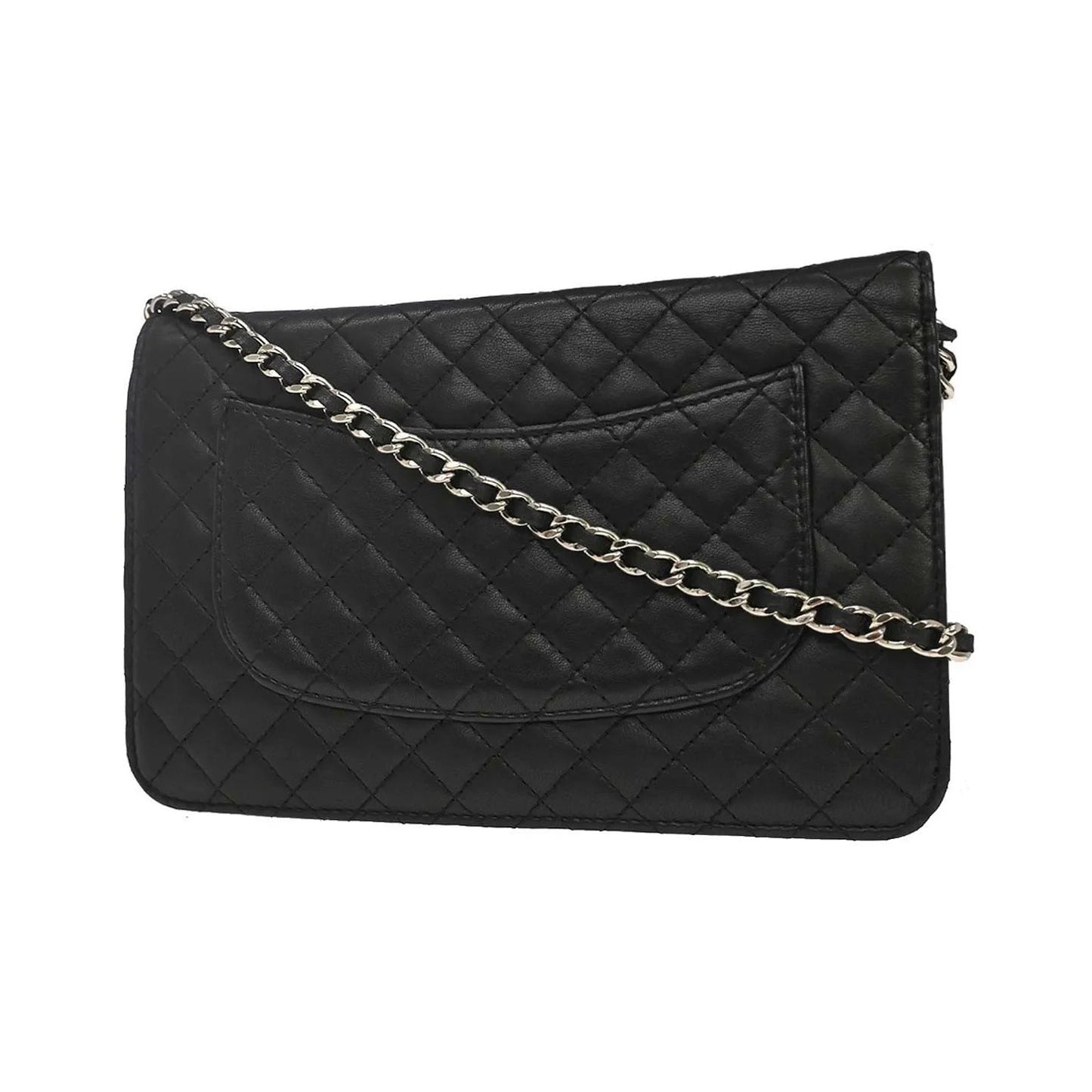 Chanel Wallet on Chain Quilted Lambskin, Black, Leather, Wallet