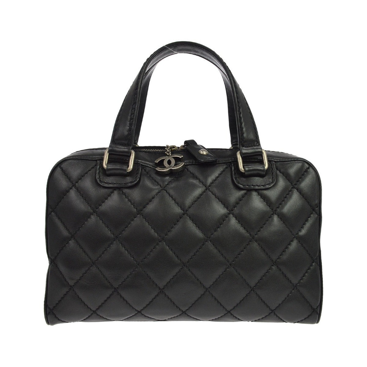 Chanel Wild Stitch Handbag Quilted Calfskin, Black, Leather, Shoulder Bag