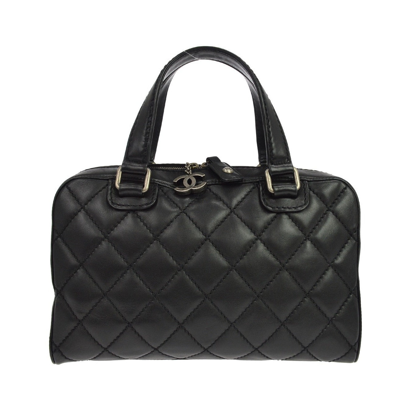 Chanel Wild Stitch Handbag Quilted Calfskin, Black, Leather, Shoulder Bag