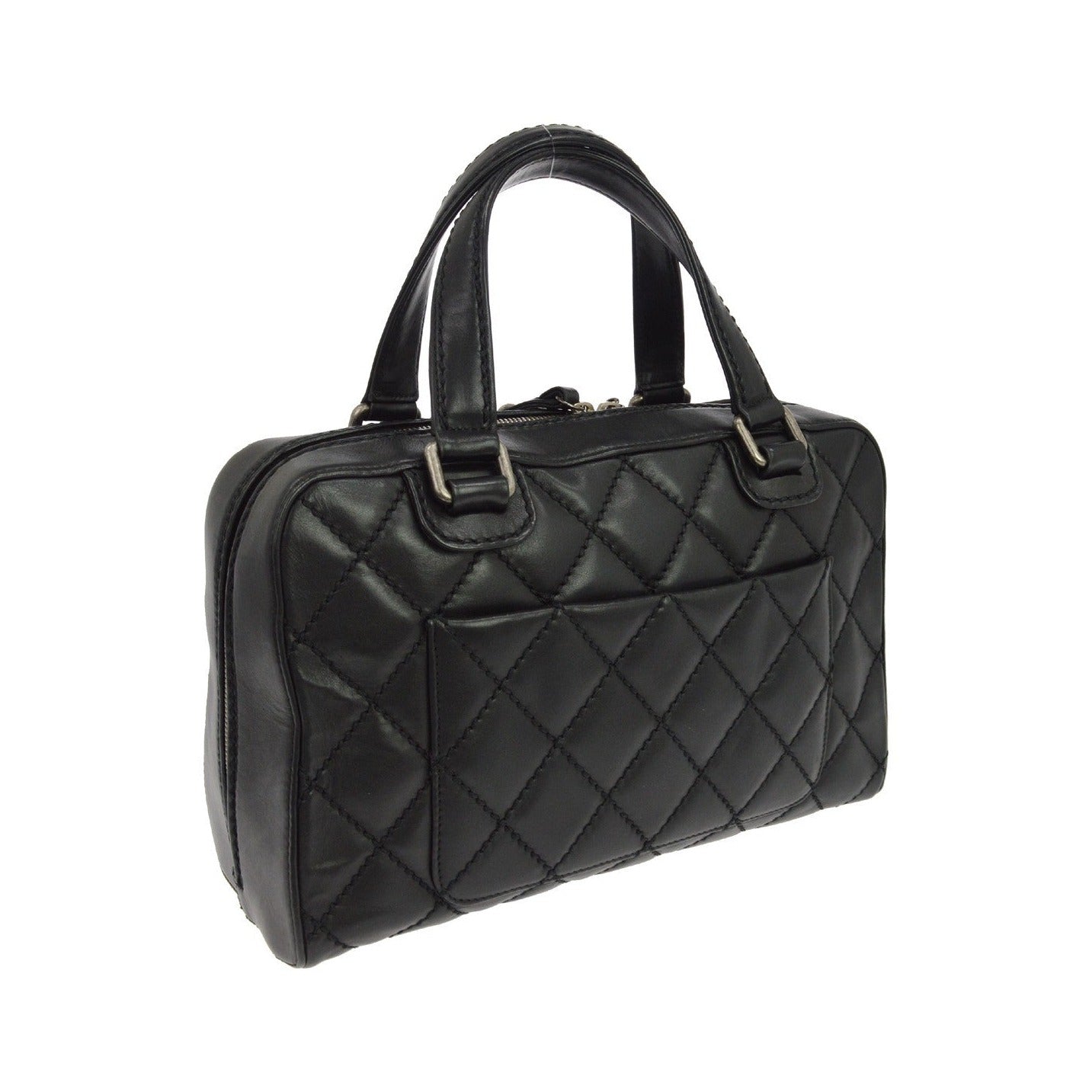 Chanel Wild Stitch Handbag Quilted Calfskin, Black, Leather, Shoulder Bag