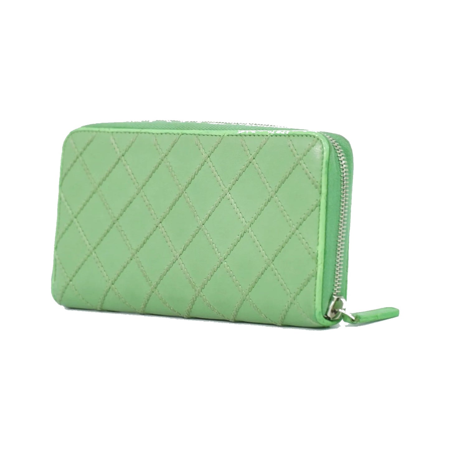 Chanel Wild Stitch Topics Wallet Lambskin, Green, Leather, Wallet