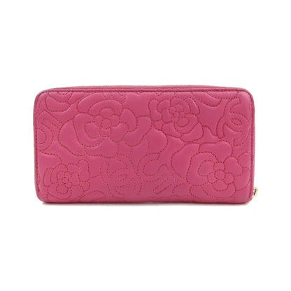 Chanel Zip Around Camellia Patent, Pink, Calfskin, Wallet