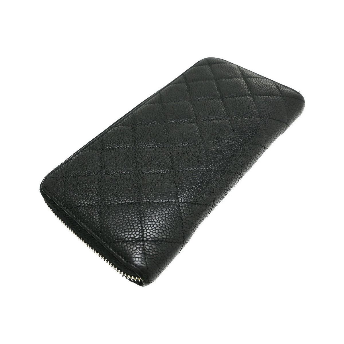 Chanel Zip Around Organizer Quilted Caviar, Black, Leather, Wallet